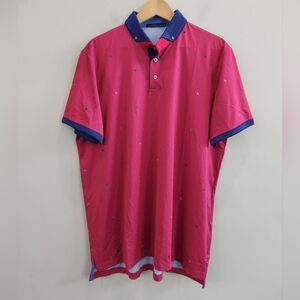 Greyson Golf Polo Shirt All Over Print Performance Stretch Pink Men's Size Large